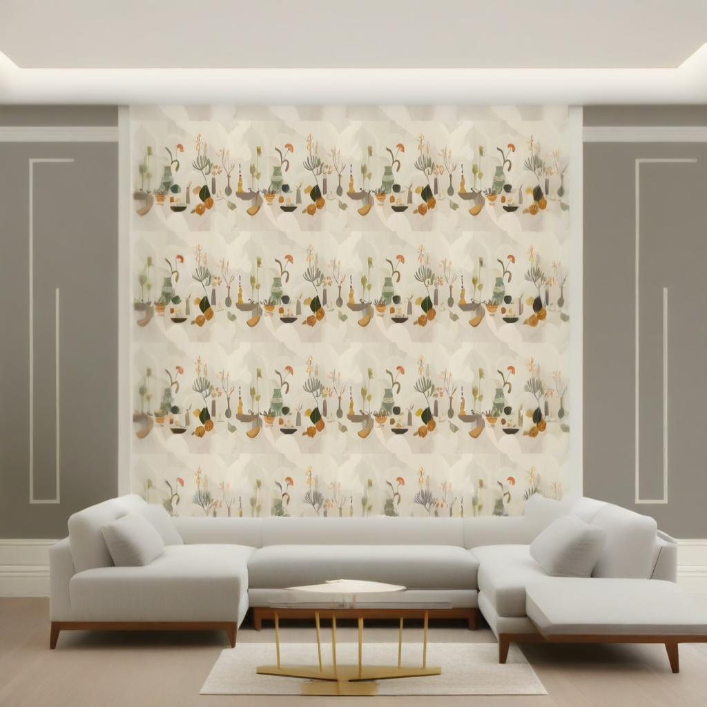 Room Setting - Centrepiece Composition Purple Wallcovering