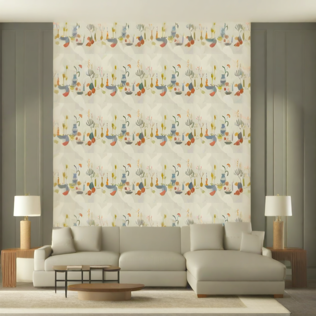 Room Setting - Centrepiece Composition Blue Wallcovering