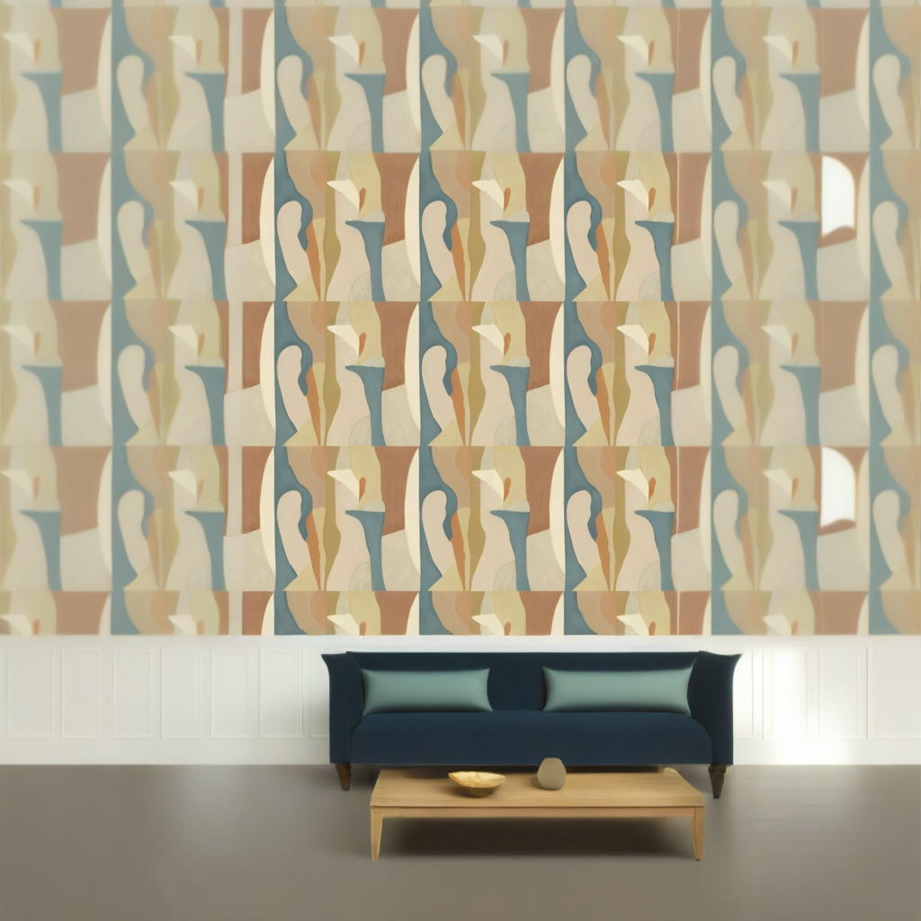 Room Setting - Abstract Mex Blue Wallcovering
