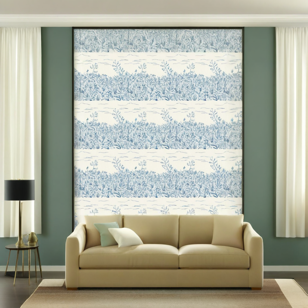 Room Setting - Floral Cave Blue Wallcovering