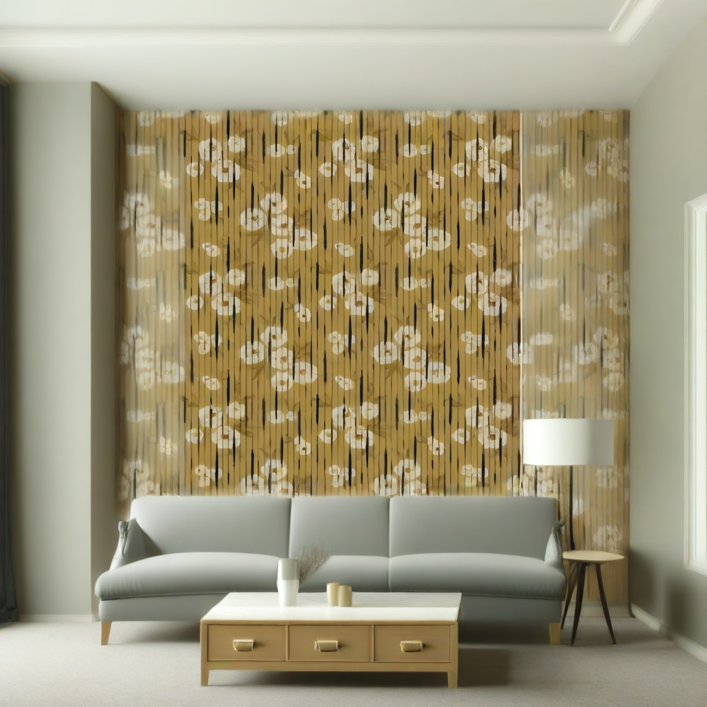Room Setting - Broken Poppies Ocher Wallcovering