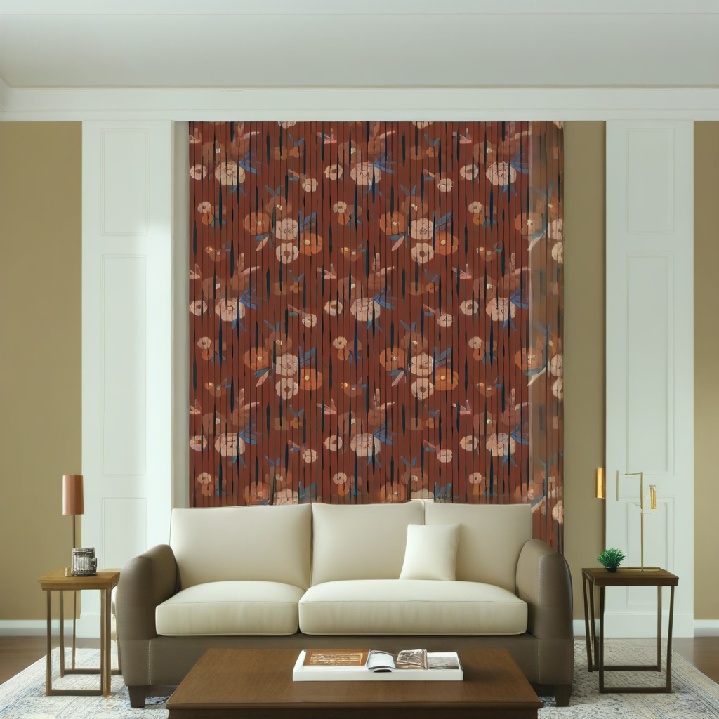 Room Setting - Broken Poppies Red Wallcovering