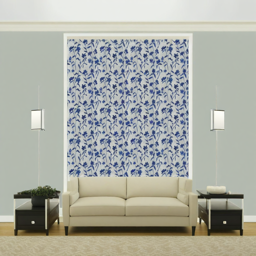 Room Setting - Blooming Damask Blue Wallcovering