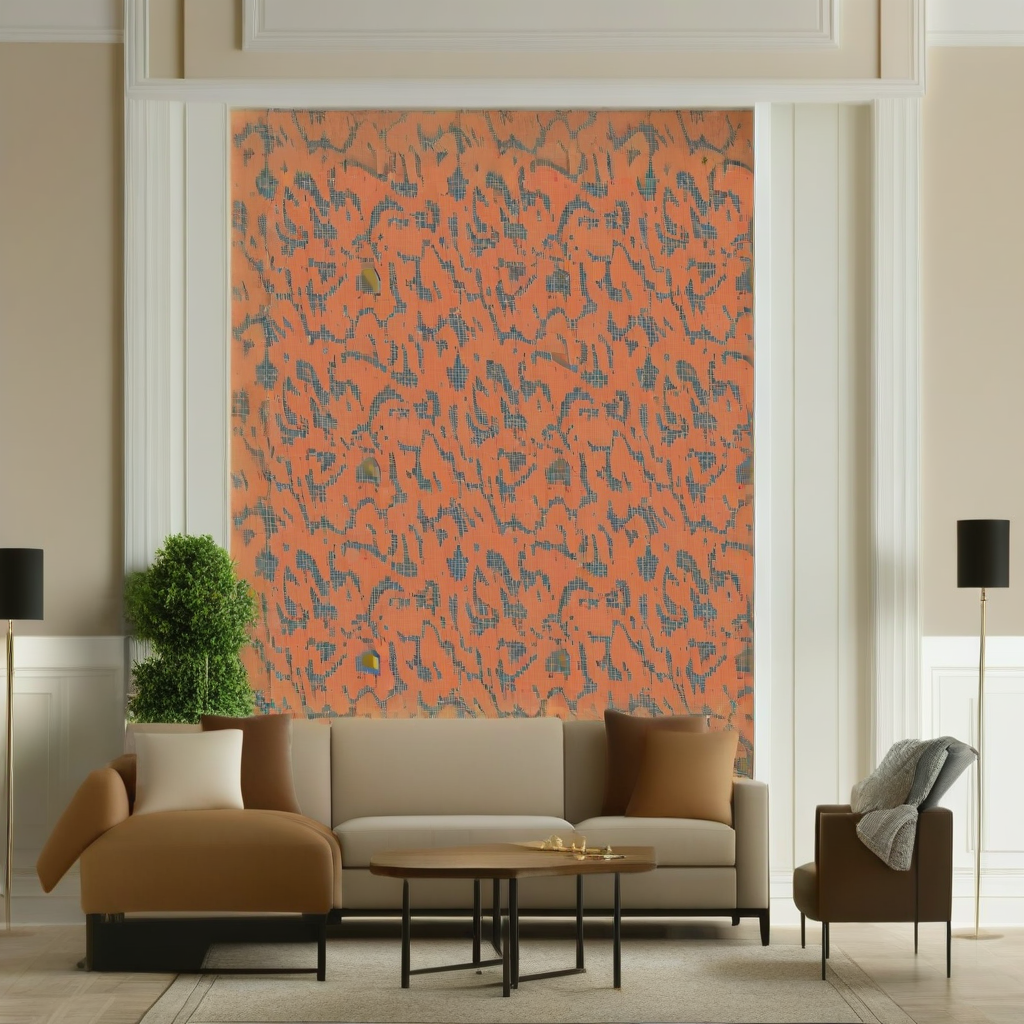 Room Setting - Moire Screen Coral Wallcovering