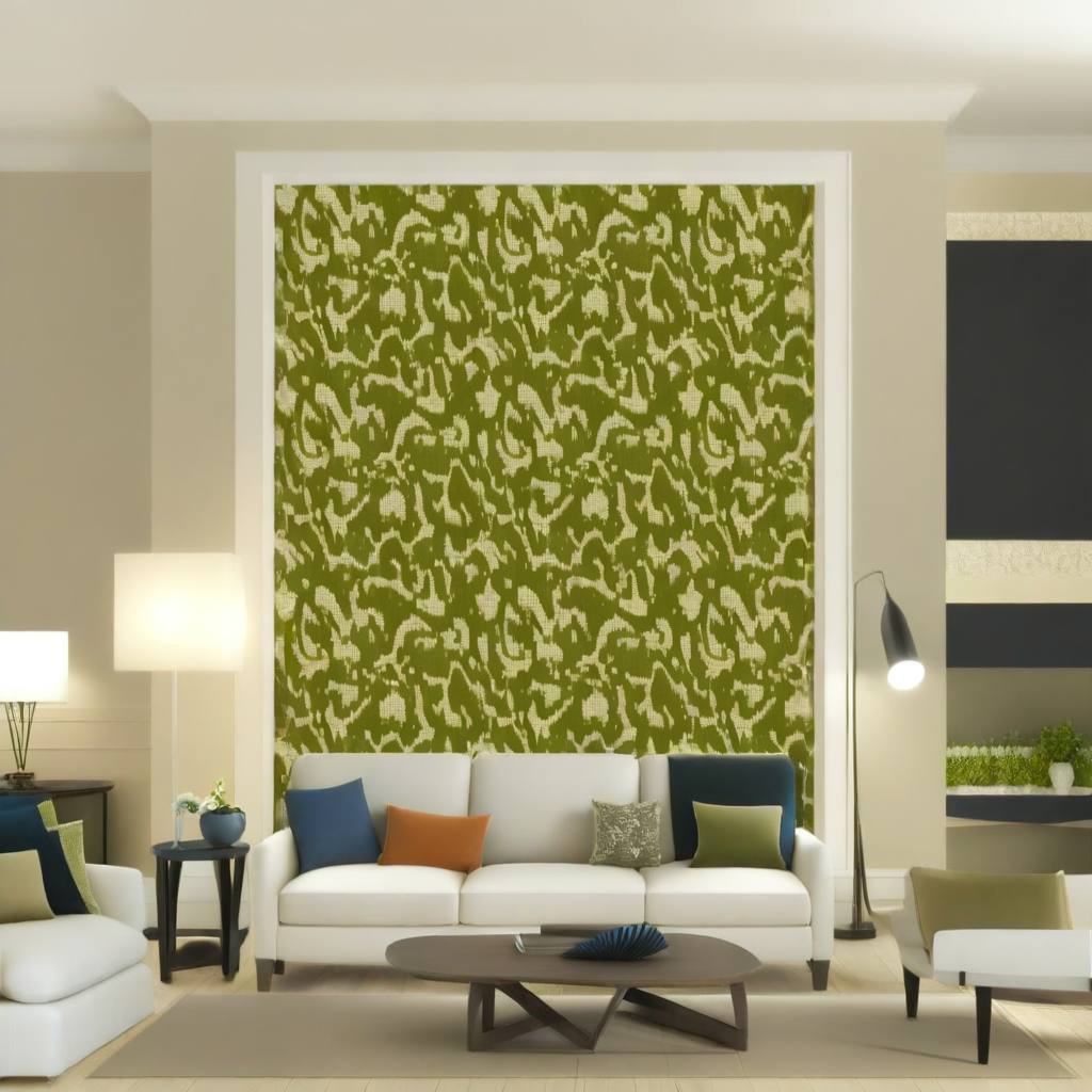 Room Setting - Moire Screen Khaki Wallcovering