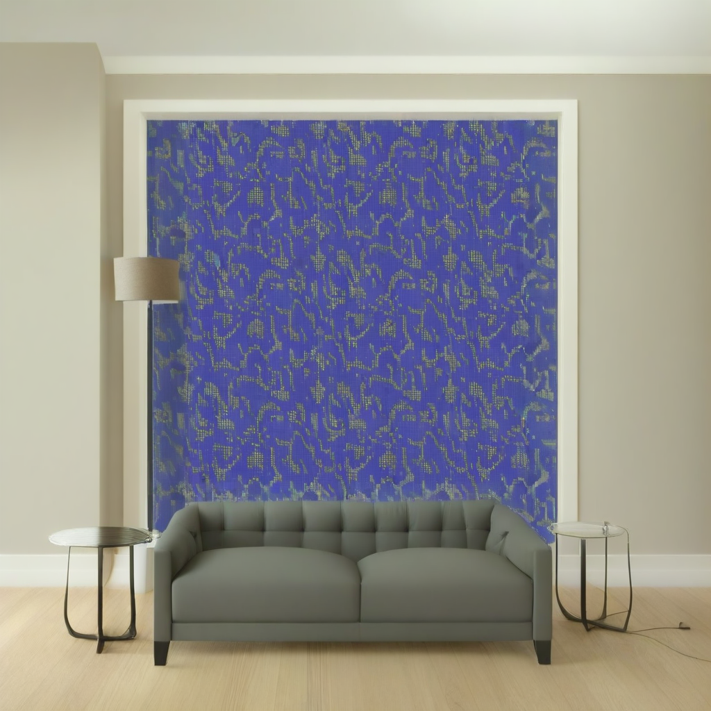 Room Setting - Moire Screen Blue Wallcovering
