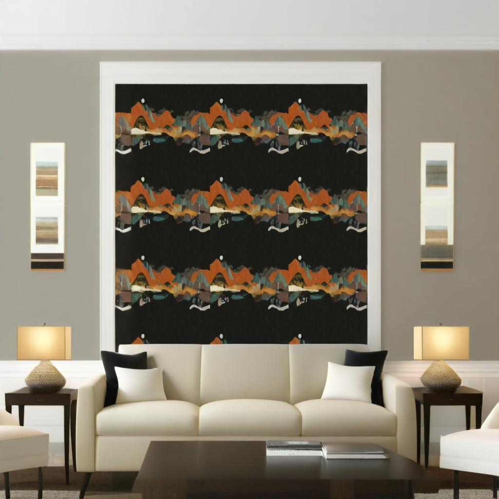 Room Setting - Landscape Collage Black Wallcovering
