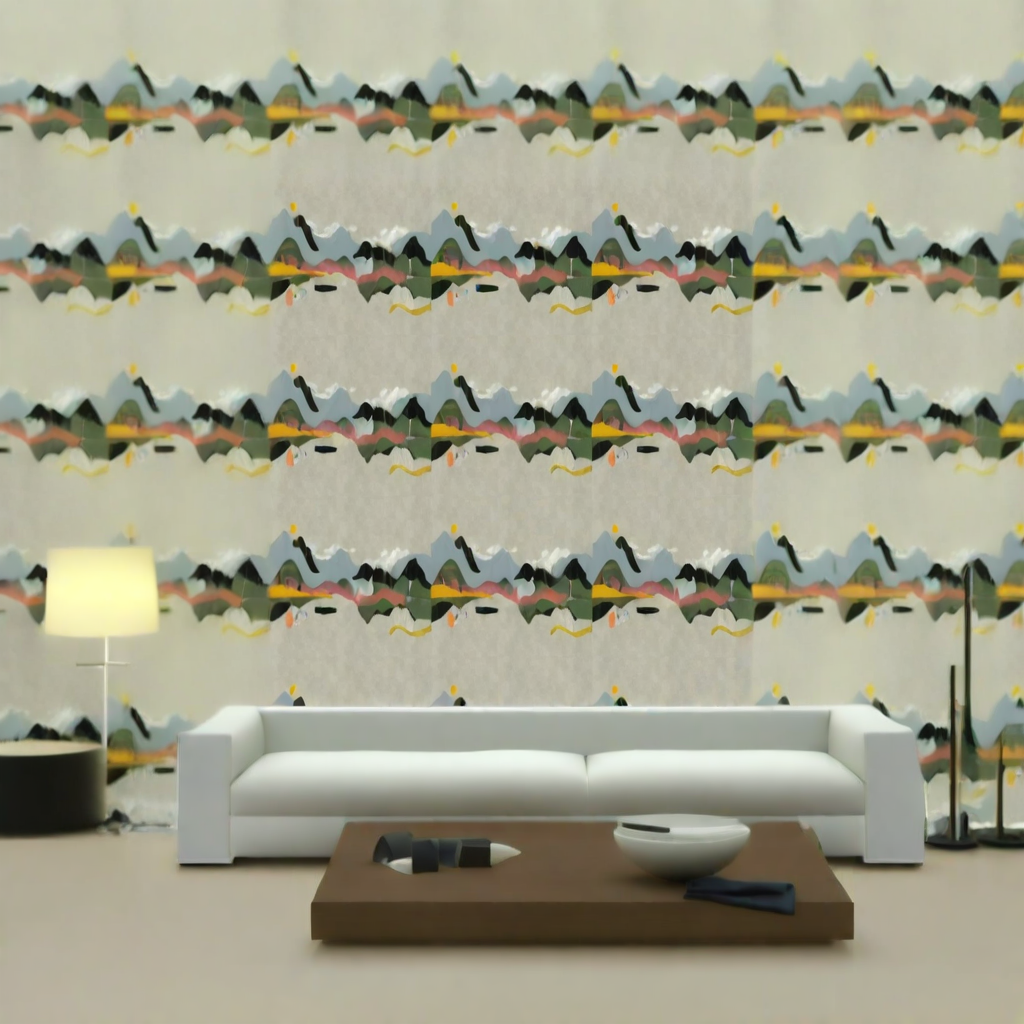 Room Setting - Landscape Collage Grey Wallcovering