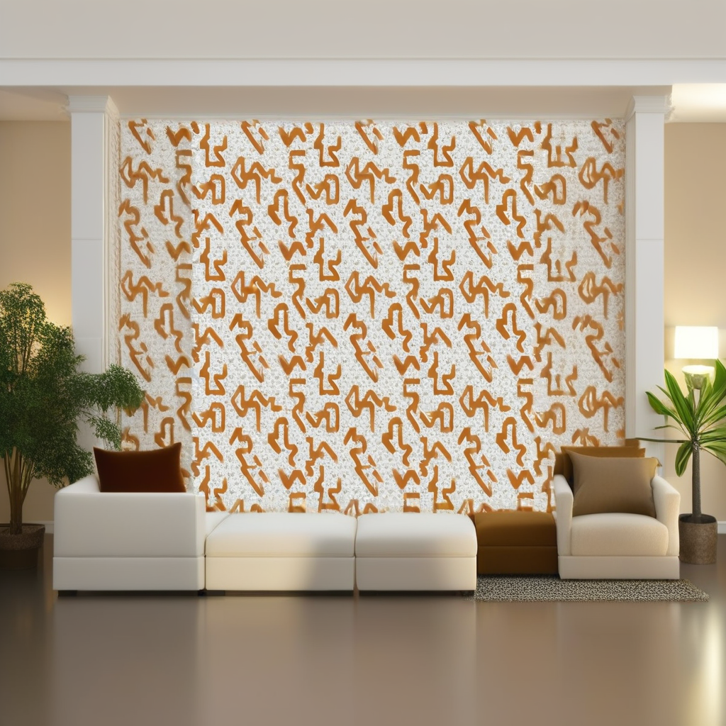 Room Setting - Toile Strokes Orange Wallcovering