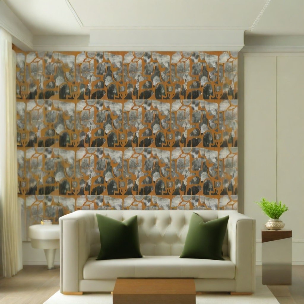 Room Setting - Prehistoric Flowers Tobacco Wallcovering