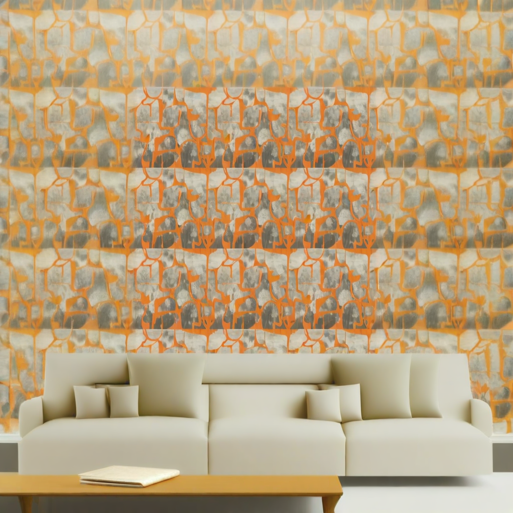 Room Setting - Prehistoric Flowers Orange Wallcovering