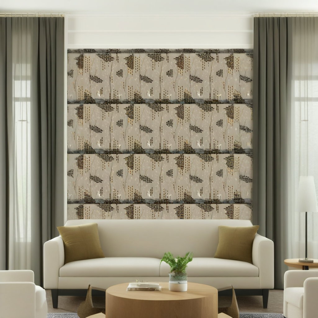 Room Setting - Tetris Chinoiseries Grey Wallcovering