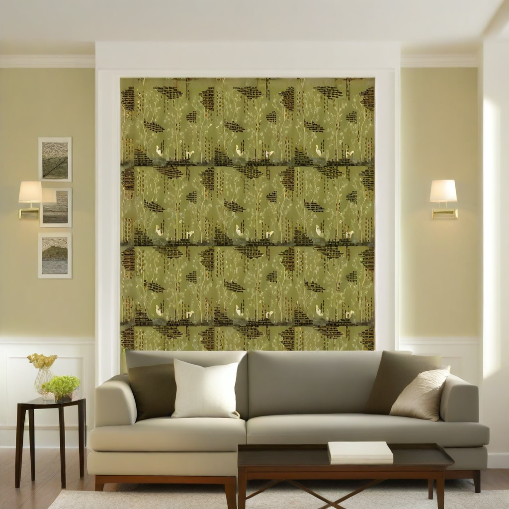Room Setting - Tetris Chinoiseries Green Wallcovering