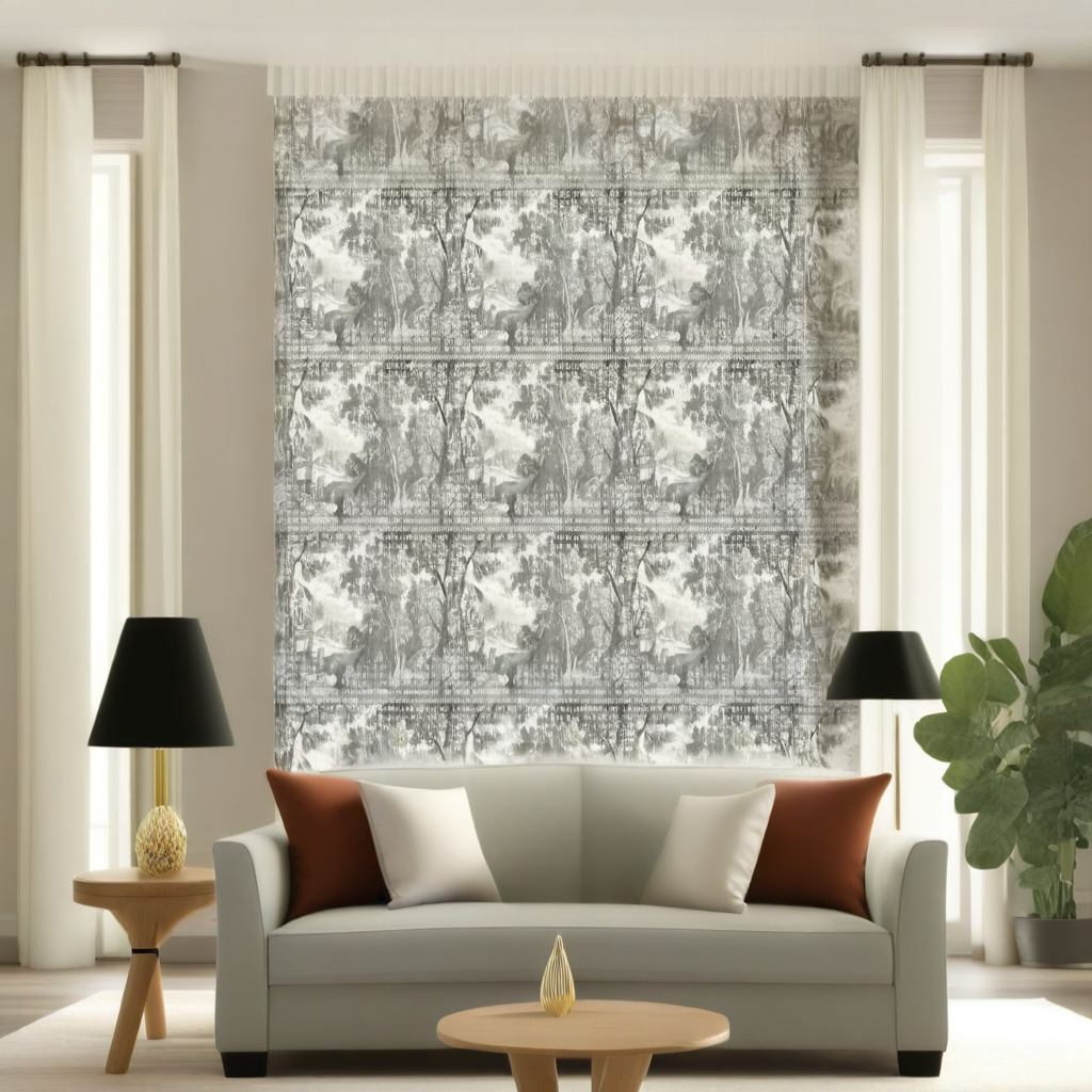 Room Setting - Patch Landscape Black Wallcovering