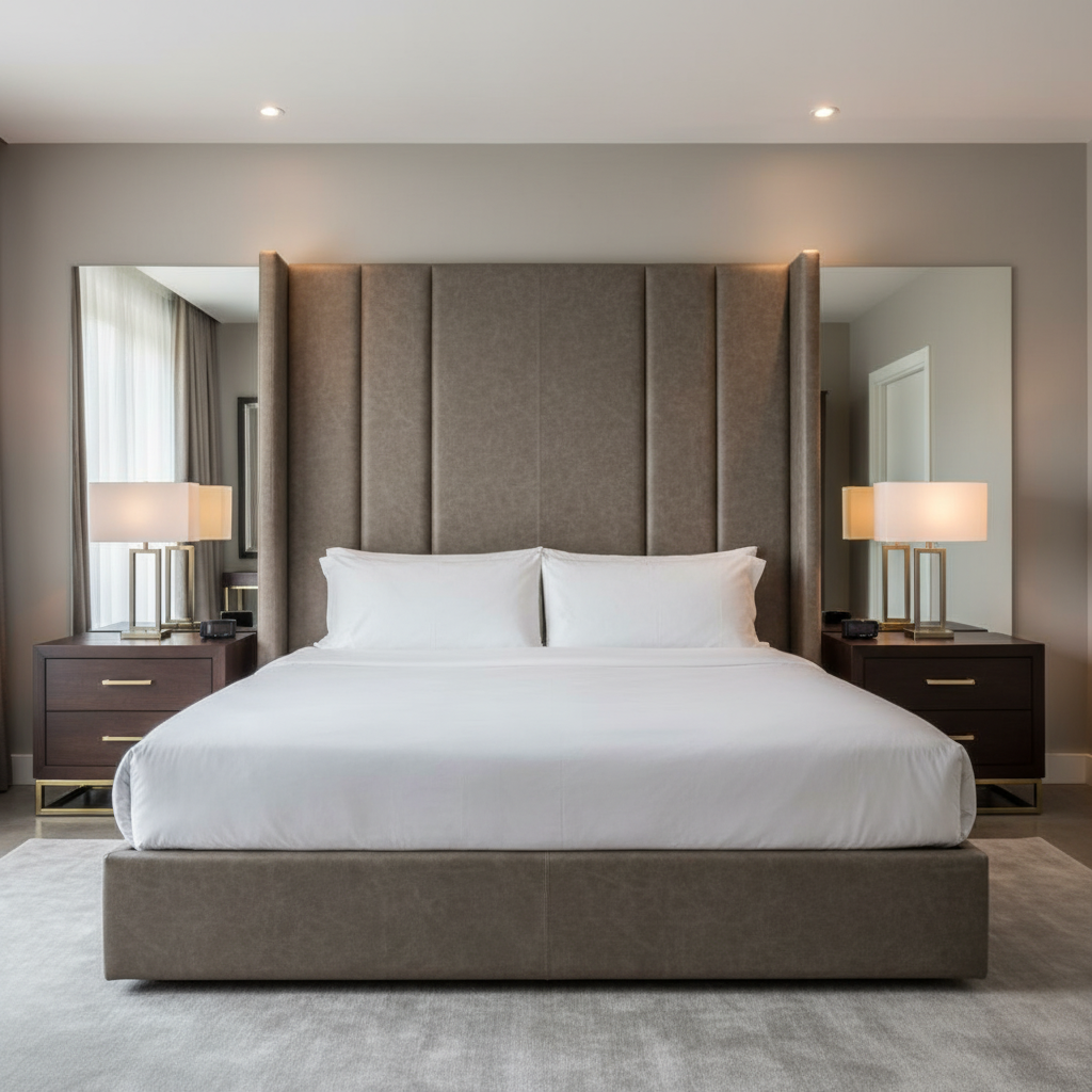 Alamo - Earthen Taupe Performance Vinyl Upholstered Headboard | Architectural Fabrics