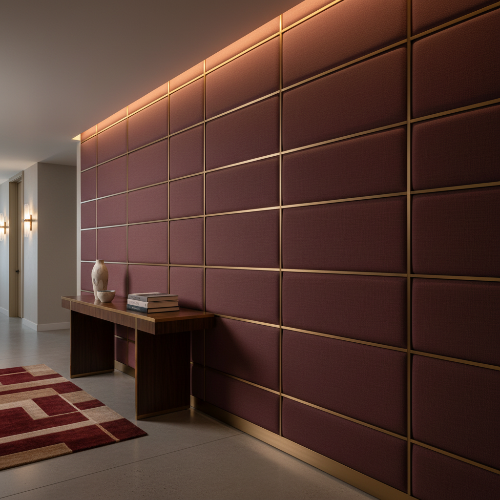 Smooth Velvet Nap Deep Wine Upholstered Wall Panel | Architectural Fabrics