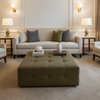 Woven Linen Texture Olive Bronze Upholstered Ottoman | Architectural Fabrics