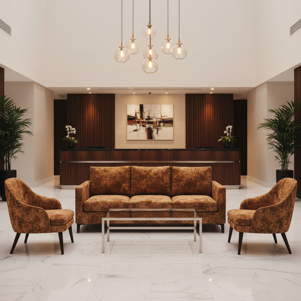 Crushed Velvet Texture Burnished Bronze Upholstered Sofa | Architectural Fabrics