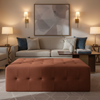 Ultrasuede Clove - Red-Brown Upholstered Ottoman | Ultrasuede Upholstery