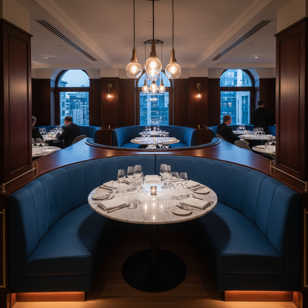 Ultrasuede  Lake  Blue Upholstered Banquette | Ultrasuede Upholstery
