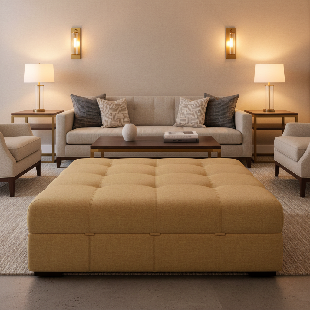 Peter Island - Sand Upholstered Ottoman | Architectural Fabrics