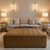 Channel Chevron Texture Toffee Brown Upholstered Ottoman | Architectural Fabrics
