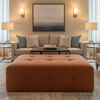 Ultrasuede  Terracotta Brown Upholstered Ottoman | Ultrasuede Upholstery