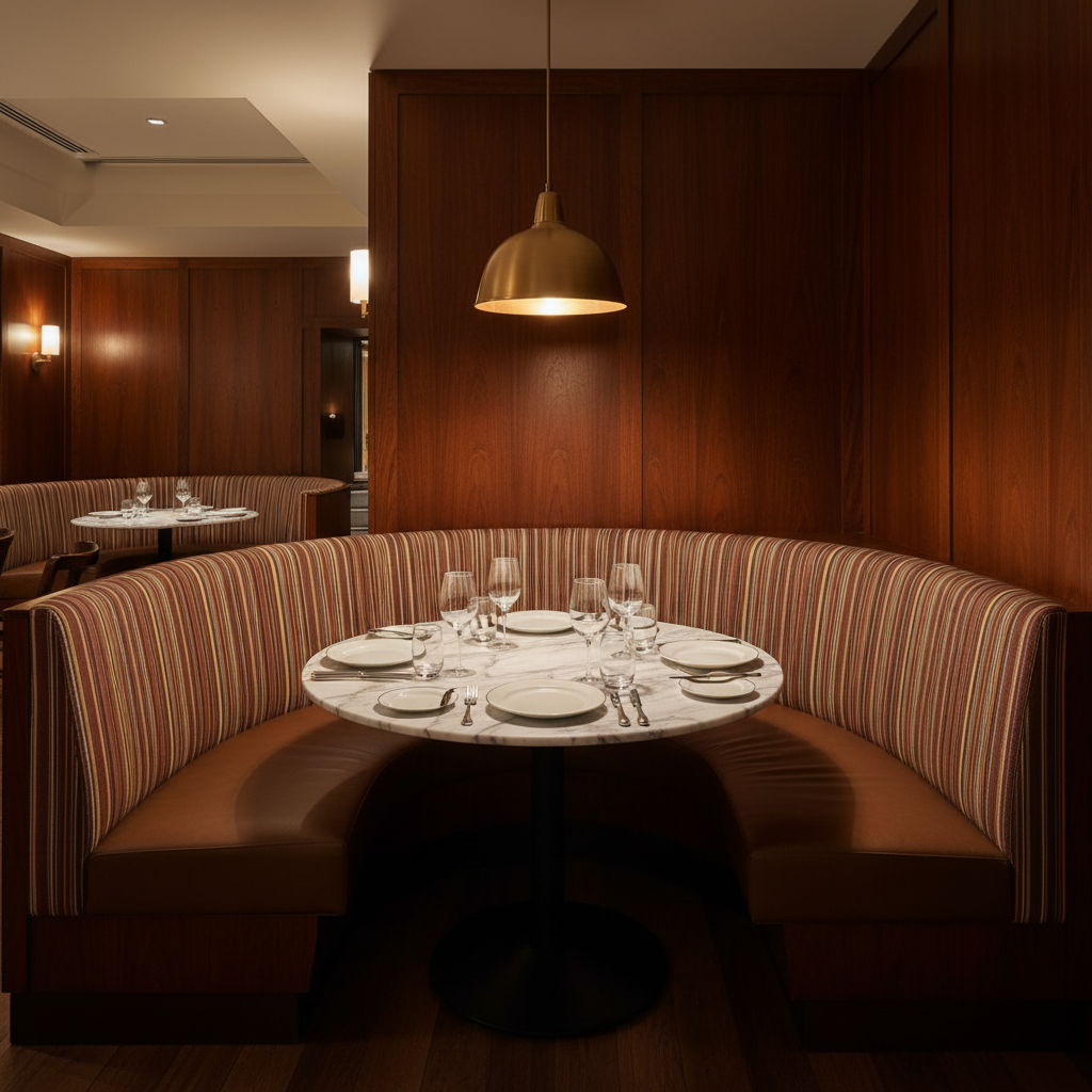 Sandy Point Stripe - Zest Upholstered Banquette | Architectural Fabrics