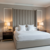Brushed Linen Weave Silver Taupe Upholstered Headboard | Architectural Fabrics