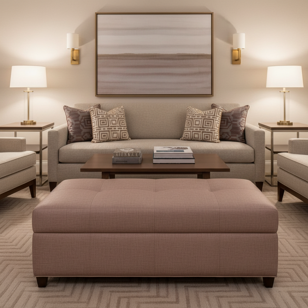 Turneffe - Blush Upholstered Ottoman | Architectural Fabrics