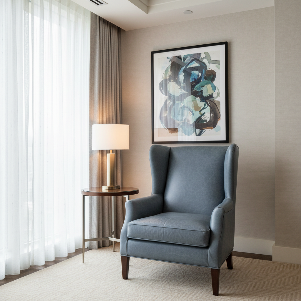 Algiers - Twilight Blue Performance Vinyl Upholstered Chair | Architectural Fabrics