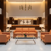 Chevron Woven Texture Tangerine Spice Upholstered Sofa | Architectural Fabrics