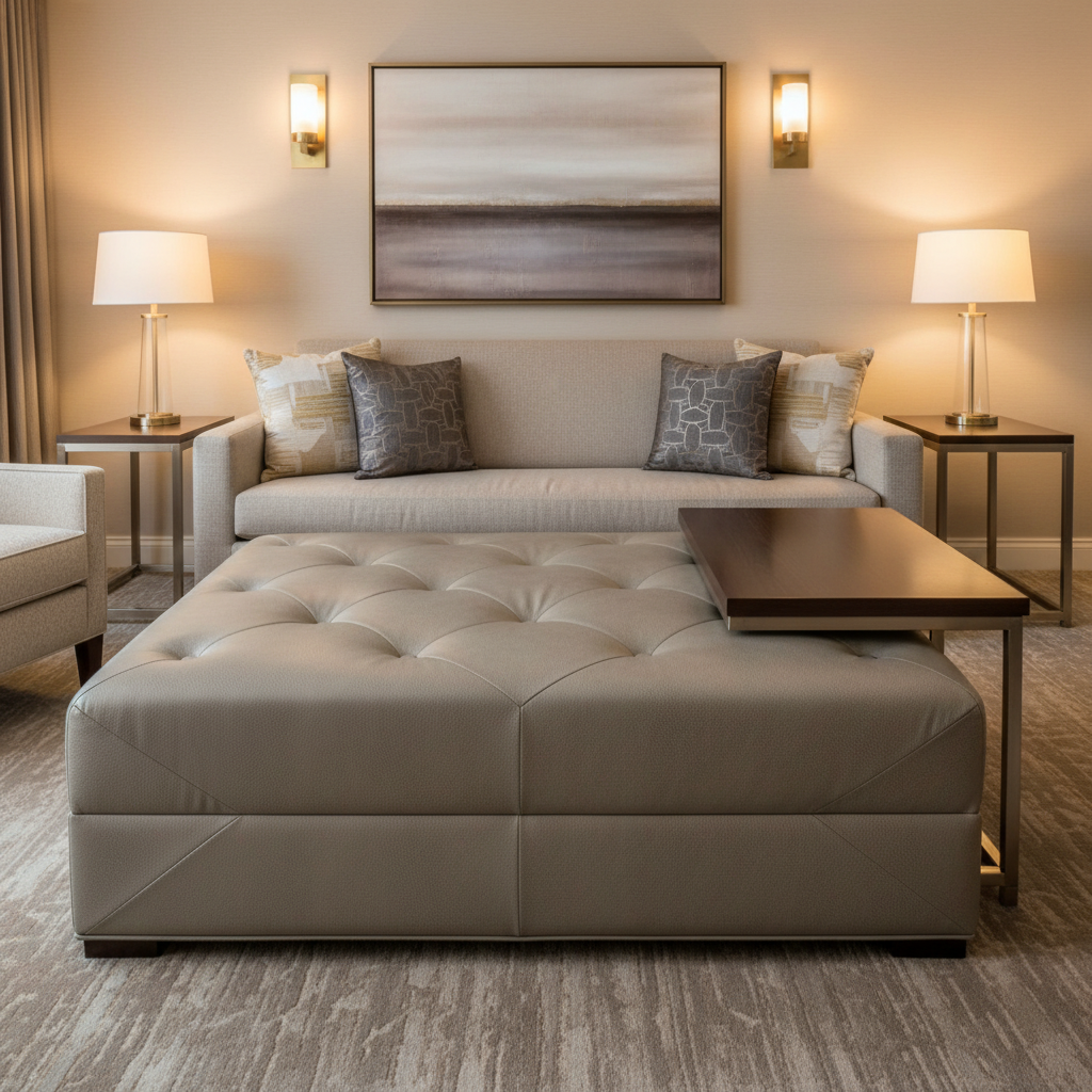 Trunk Bay - Flint Upholstered Ottoman | Architectural Fabrics