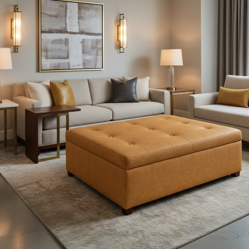 Virgin Gorda - Pumpkin Upholstered Ottoman | Architectural Fabrics