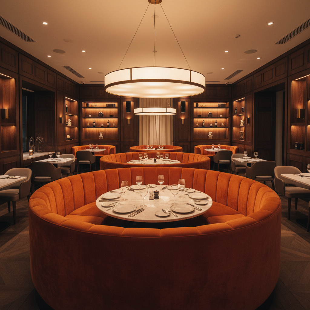 Ultrasuede  Orange  Orange Upholstered Banquette | Ultrasuede Upholstery