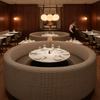 St. Eustatius - Mushroom Upholstered Banquette | Architectural Fabrics