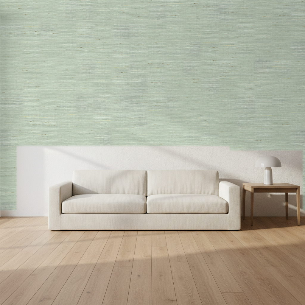 Nantucket Grasscloth Powder Blue Wallcovering | Phillipe Romano room setting