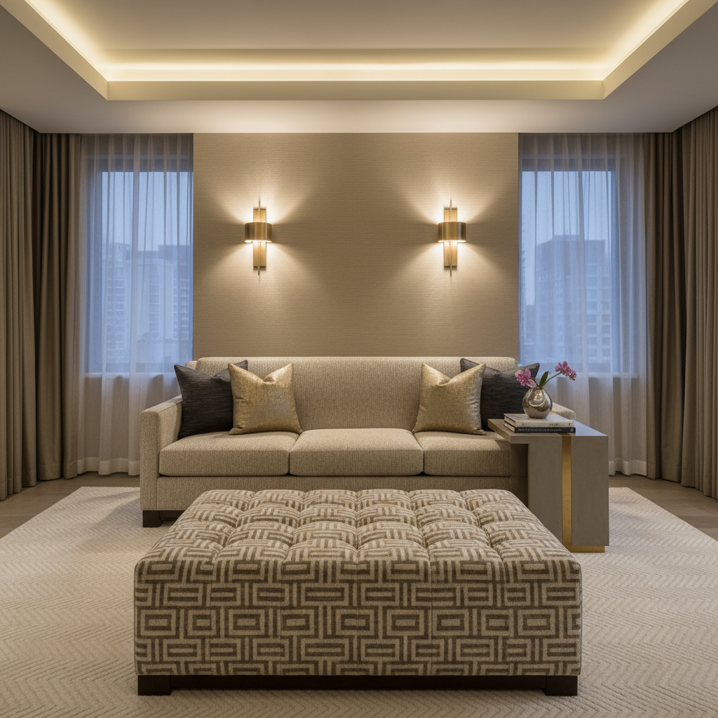 Exmore Pewter Upholstered Ottoman | Architectural Fabrics