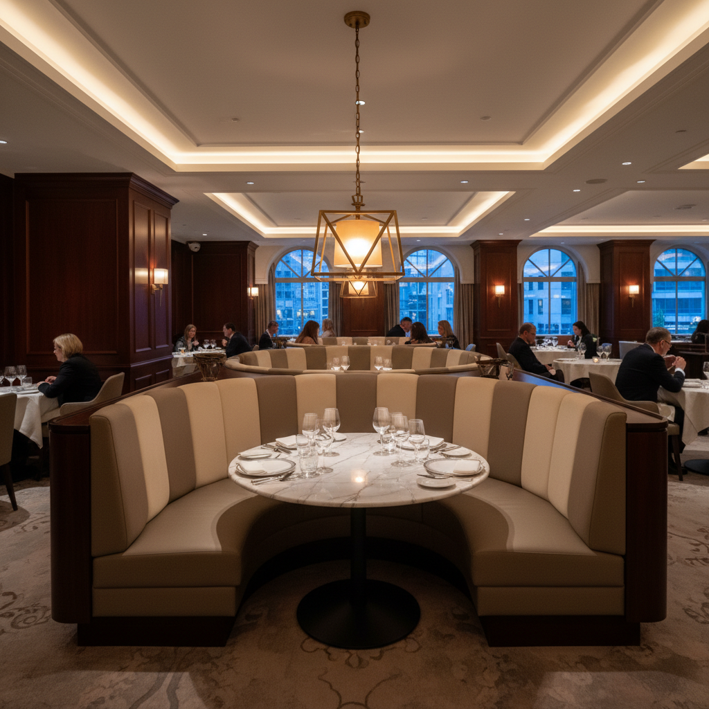 Rocky Mount Putty Upholstered Banquette | Architectural Fabrics