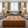 Woven Textured Vinyl Burnt Sienna Upholstered Ottoman | Architectural Fabrics