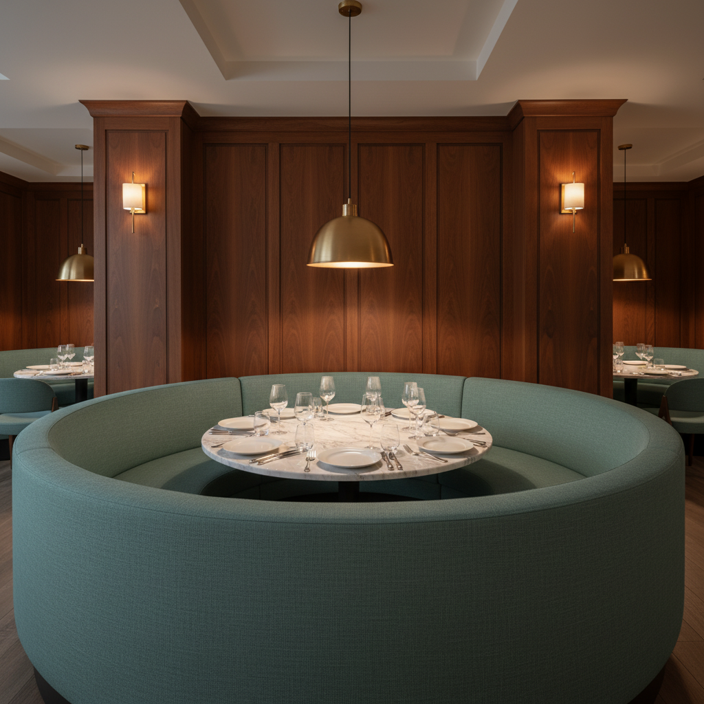 Smooth Solid Color Seafoam Green Upholstered Banquette | Architectural Fabrics