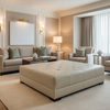 Runaway Bay - Greige Upholstered Ottoman | Architectural Fabrics