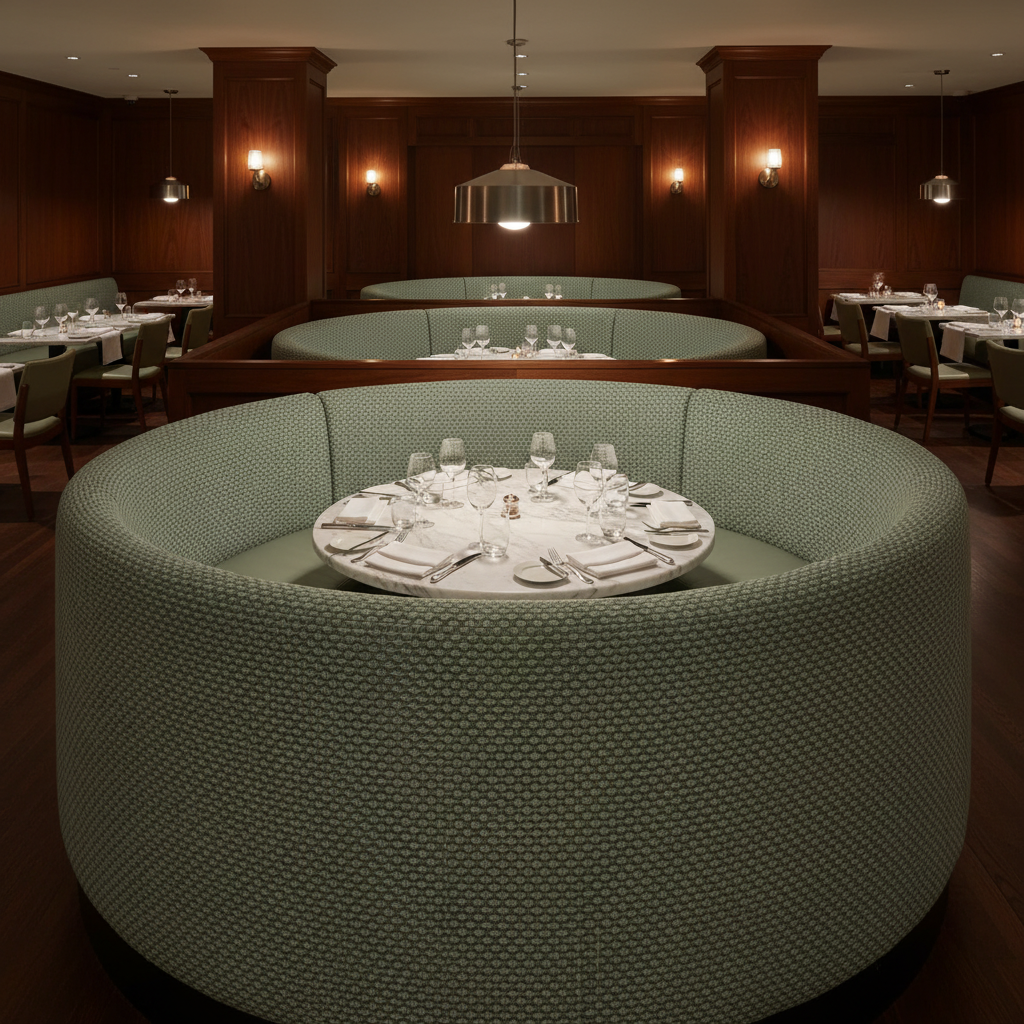 Geometric Woven Texture Seafoam Green Upholstered Banquette | Architectural Fabrics