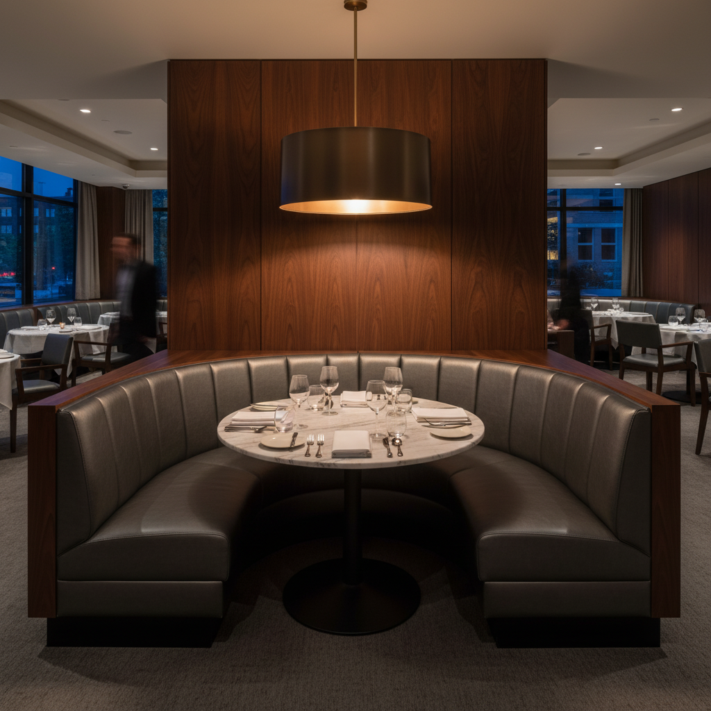 Algiers - Charcoal Performance Vinyl Upholstered Banquette | Architectural Fabrics