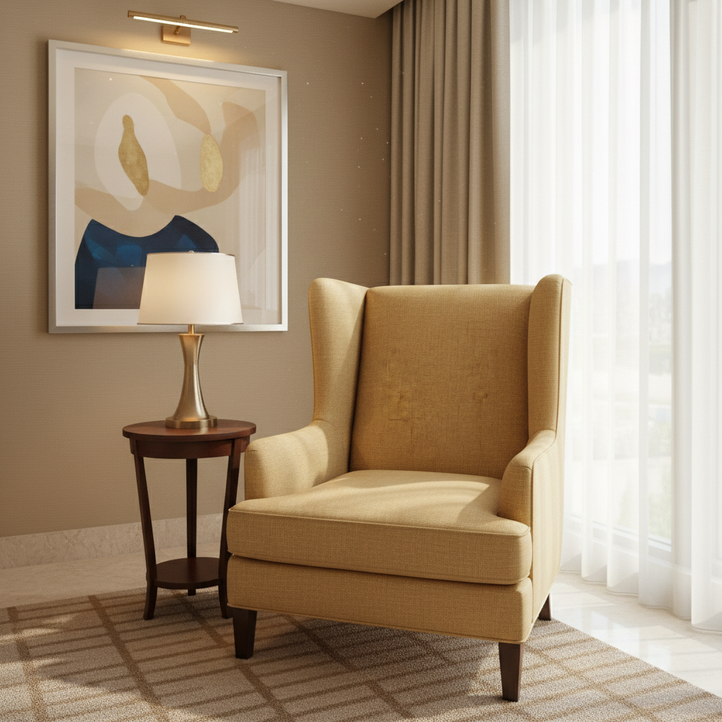 Brushed Linen Weave Golden Wheat Upholstered Chair | Architectural Fabrics