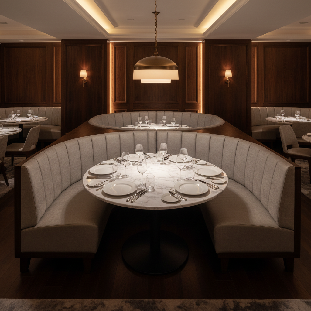 Red Hook - Fog Upholstered Banquette | Architectural Fabrics