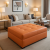 Smooth Pebble Grain Tangerine Dream Upholstered Ottoman | Architectural Fabrics