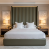 Smooth Pebble Grain Muted Olive Upholstered Headboard | Architectural Fabrics