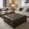 Alamo - Truffle Performance Vinyl Upholstered Ottoman | Architectural Fabrics