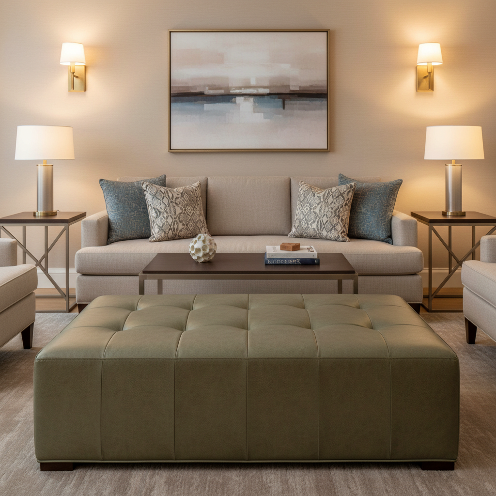 Maya Riviera - Olive Upholstered Ottoman | Architectural Fabrics